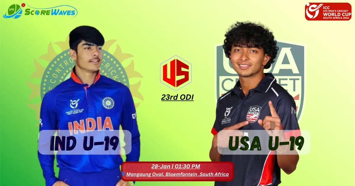 23rd Match Updates - India U19 vs United States of America U19 - ICC U19 World Cup