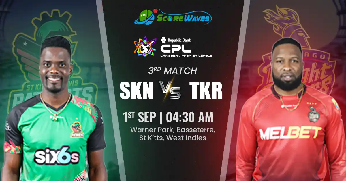 SKN vs TKR Team Prediction, CPL Fantasy Cricket Tips, Playing XI, and Pitch Report For Match 3 of CPL 2024