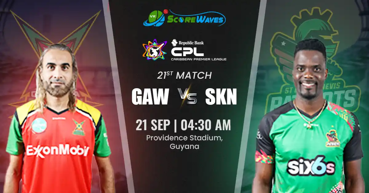 GAW vs SKN Team Prediction, CPL Fantasy Cricket Tips, Playing XI, and Pitch Report for Match 21 of CPL 2024