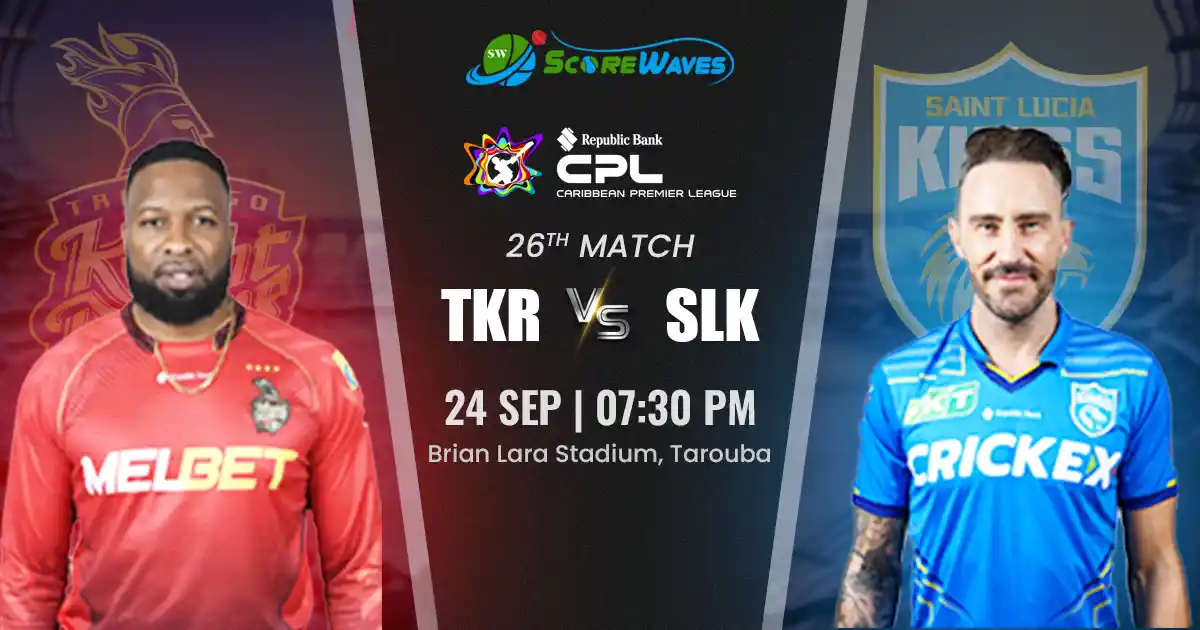 TKR vs SLK Team Prediction, CPL Fantasy Cricket Tips, Playing XI, and Pitch Report for Match 26 of CPL 2024