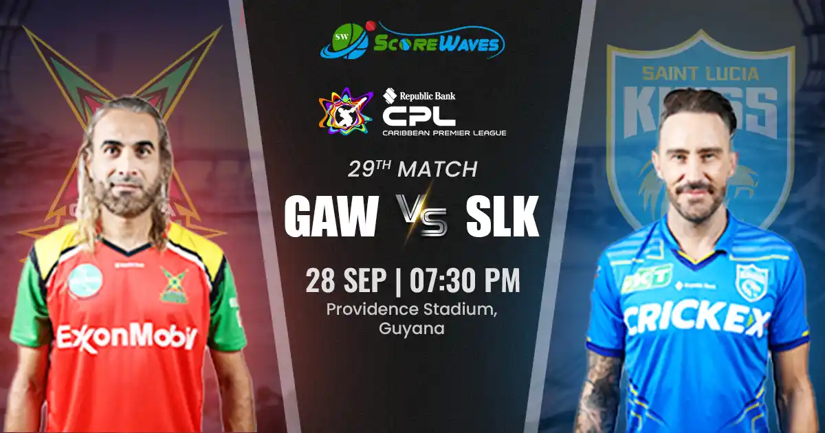 GAW vs SLK Team Prediction, CPL Fantasy Cricket Tips, Playing XI, and Pitch Report for Match 29 of CPL 2024