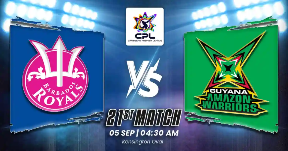 BR vs GAW 21st Match of CPL 2025, Match Prediction, Pitch Report, Playing XI & Injury Updates